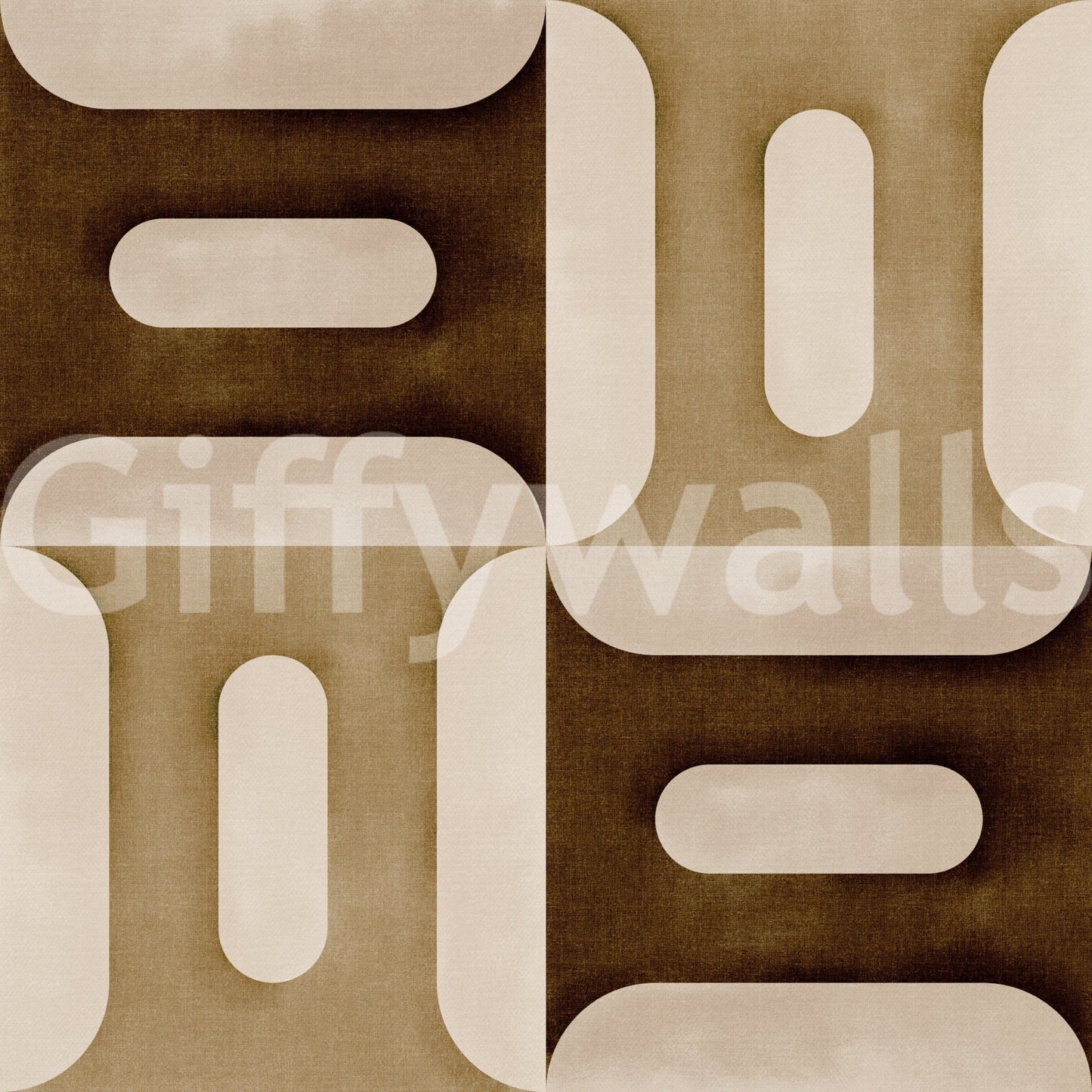 Modern Textured Geometries Earthy wallpaper close-up showing the warm brown and cream geometric pattern