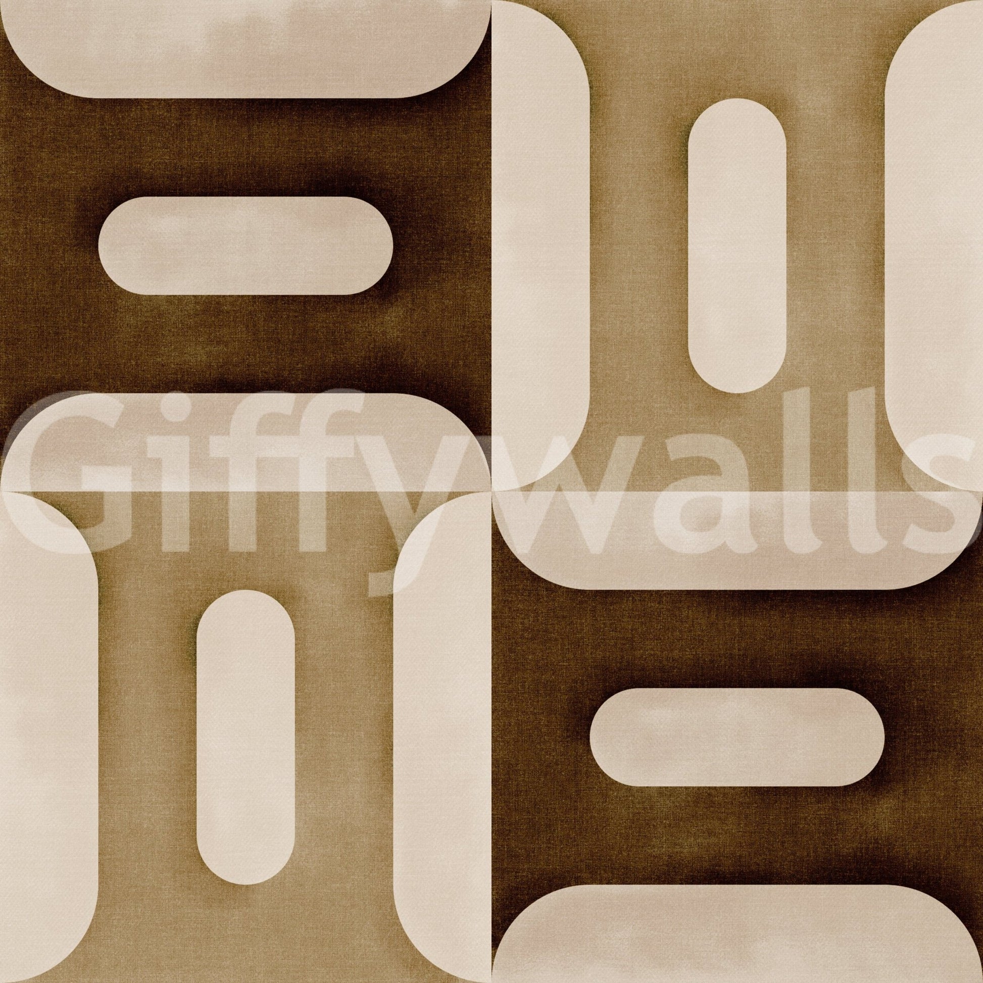 Modern Textured Geometries Earthy wallpaper close-up showing the warm brown and cream geometric pattern