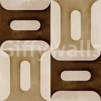 Modern Textured Geometries Earthy wallpaper close-up showing the warm brown and cream geometric pattern