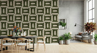 Modern Textured Geometries Olive Wallpaper⁠