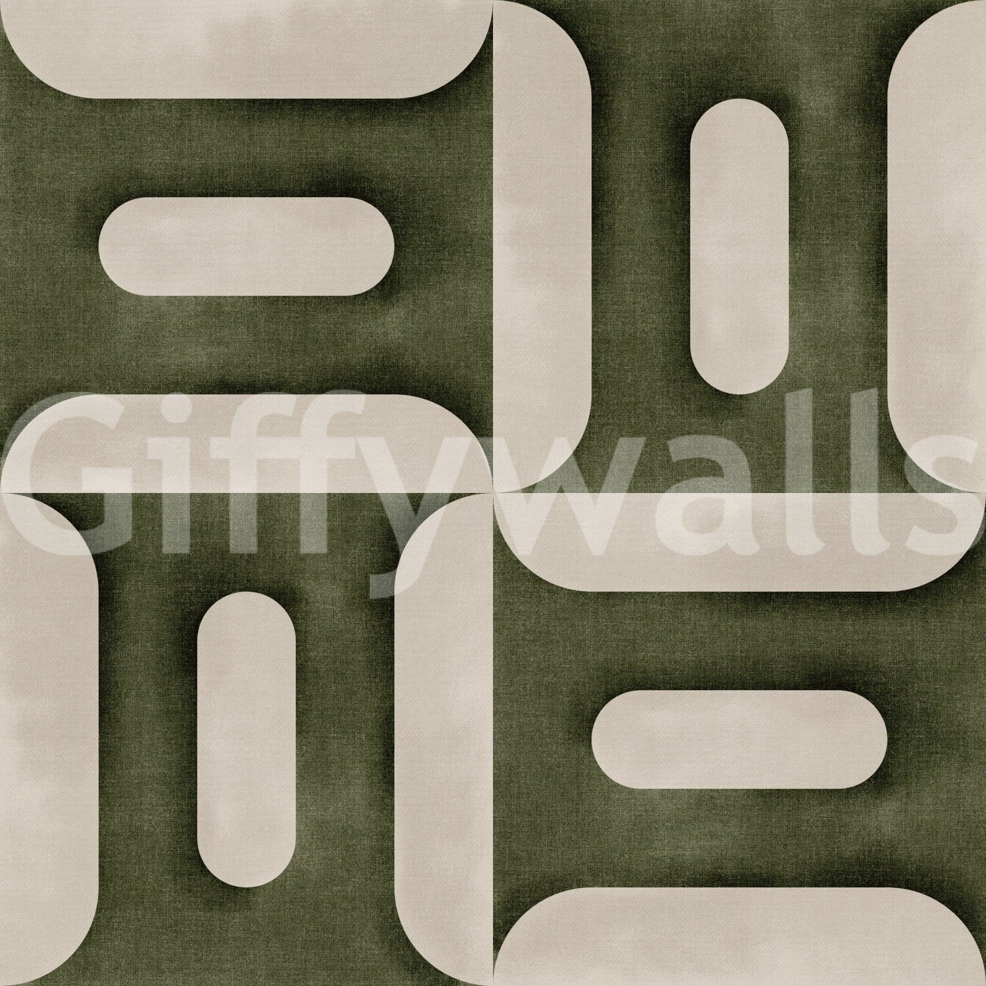 Modern Textured Geometries Olive Wallpaper⁠
