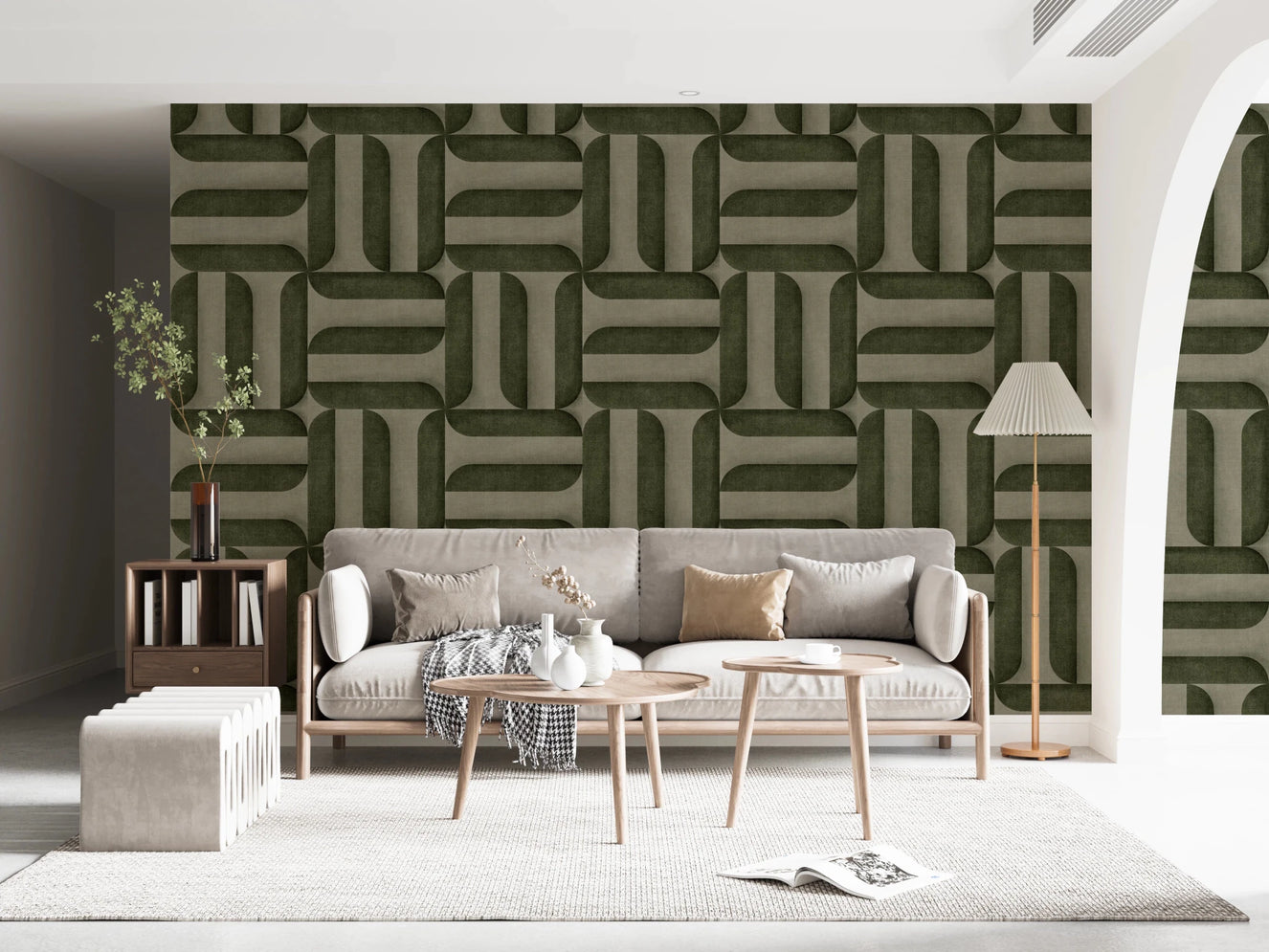Modern Textured Signs Olive Wallpaper⁠