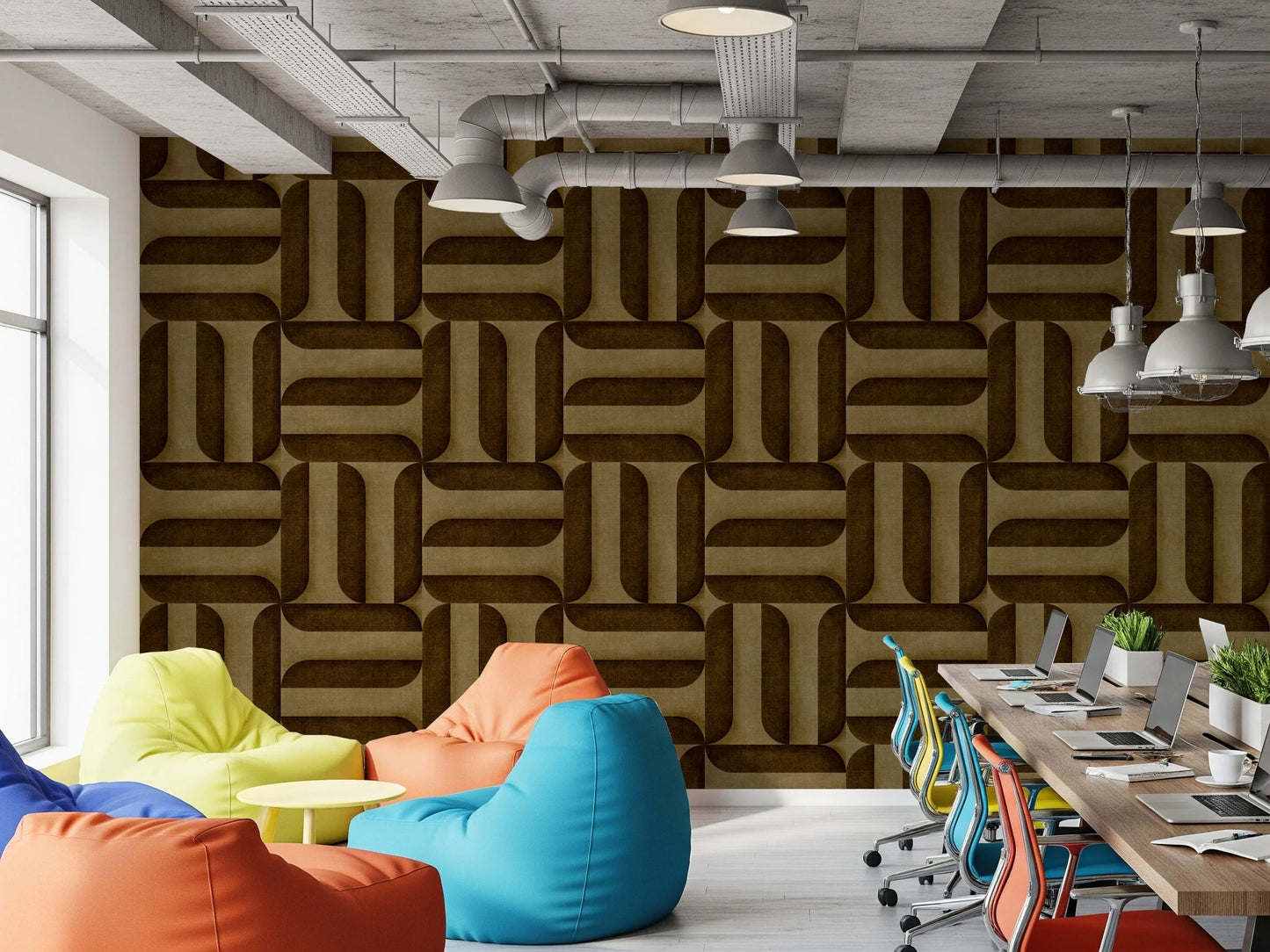 Modern Textured Signs Umber Wallpaper⁠