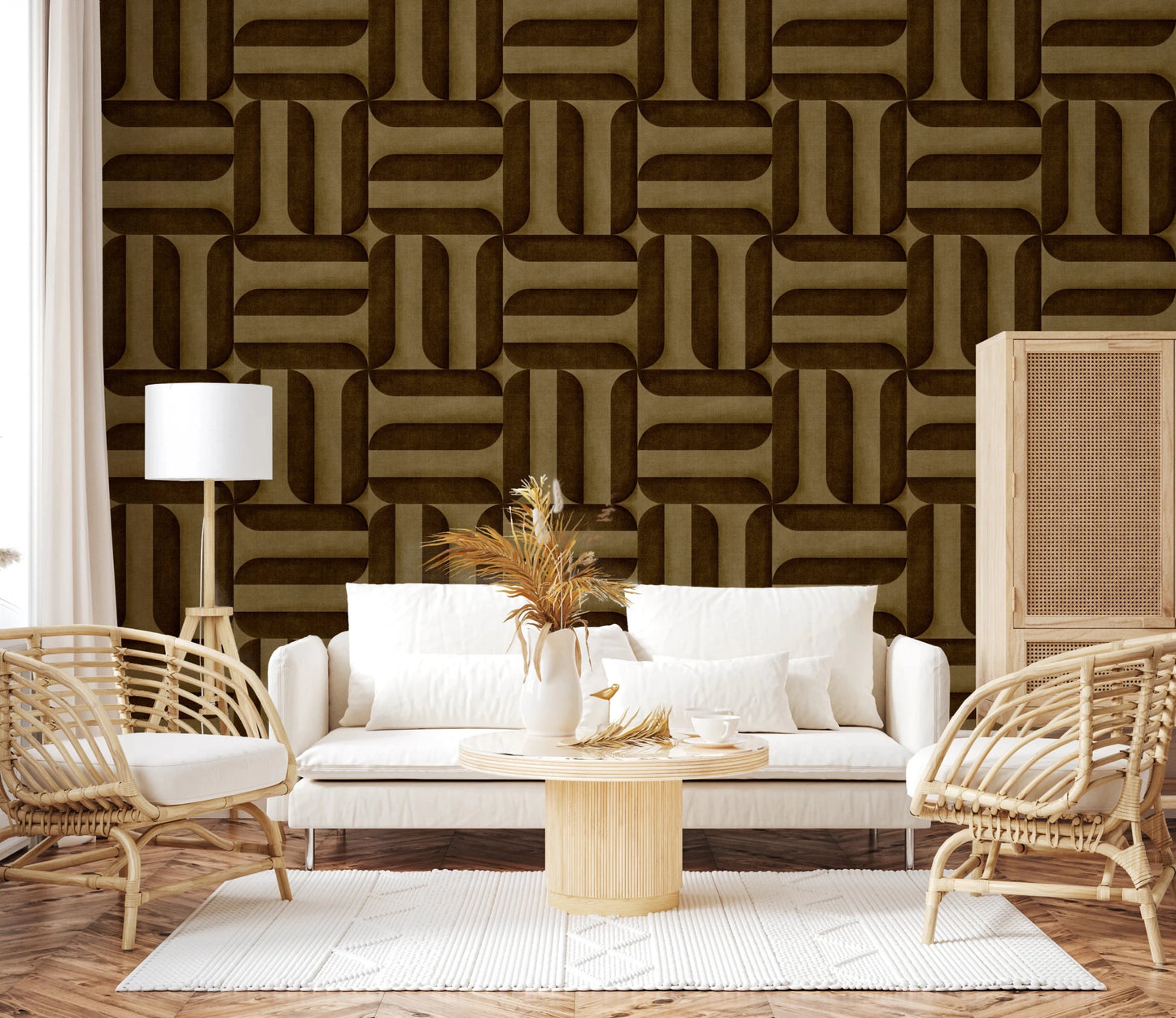 Modern Textured Signs Umber Wallpaper⁠