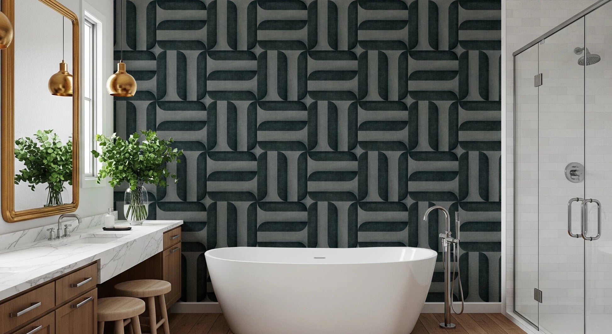 Modern Textured Signs Vintage Denim Wallpaper⁠