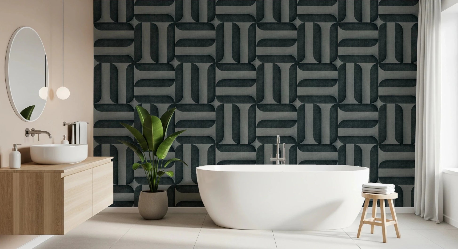 Modern Textured Signs Vintage Denim Wallpaper⁠