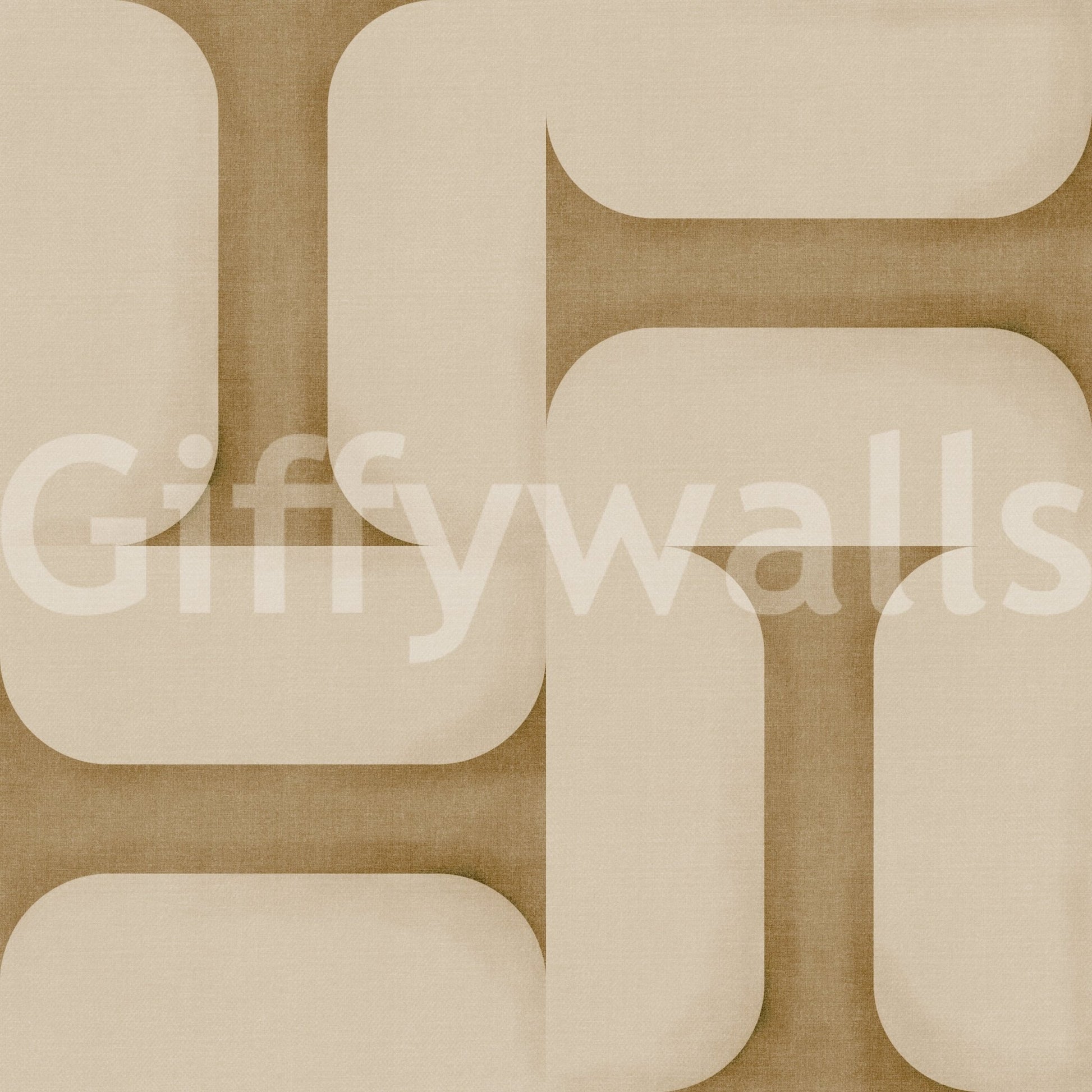 Modern Textured Tiles Camel wallpaper close-up showing the camel and cream interlocking tile detail