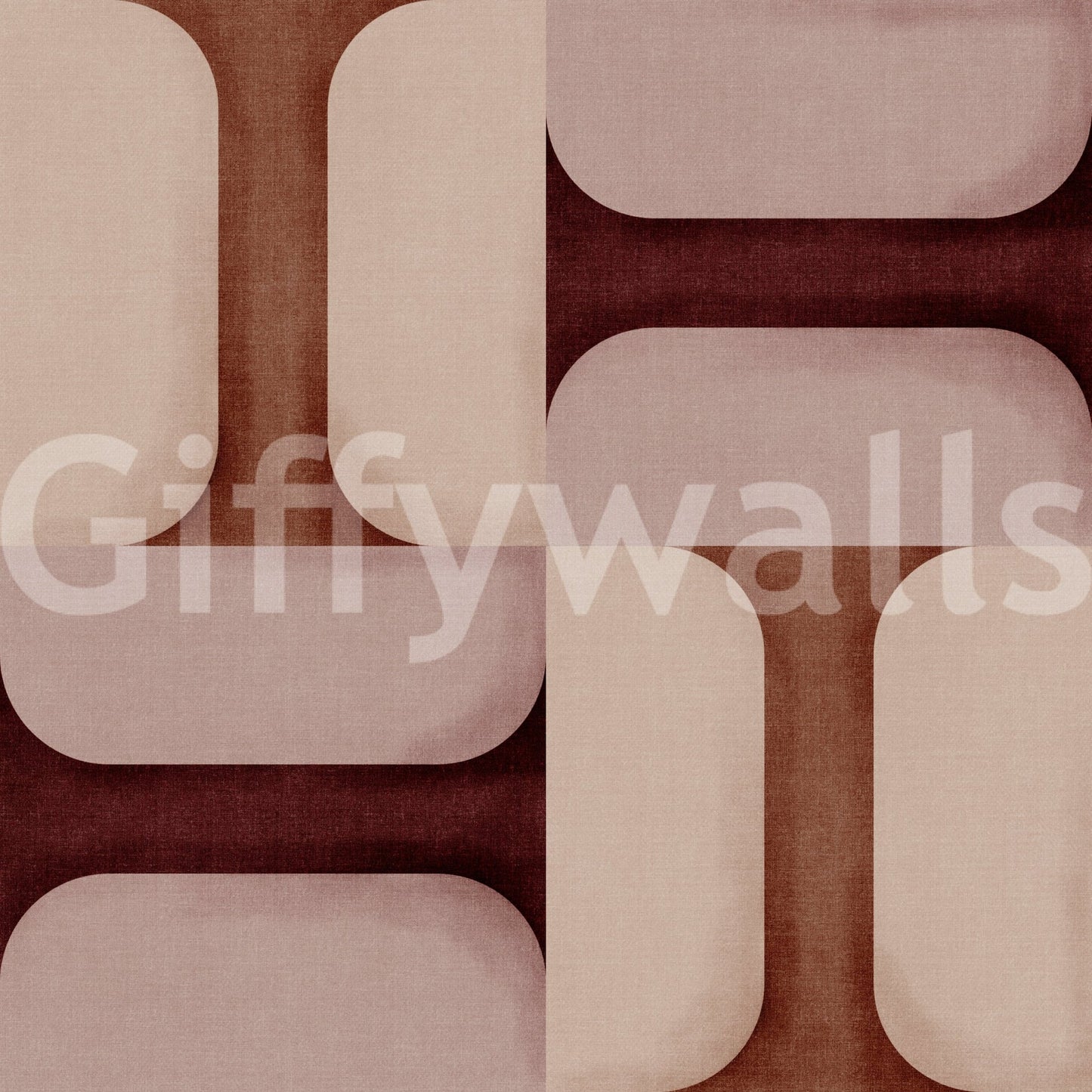 Modern Textured Tiles Clay wallpaper close-up showing the terracotta, blush and burgundy interlocking tile detail