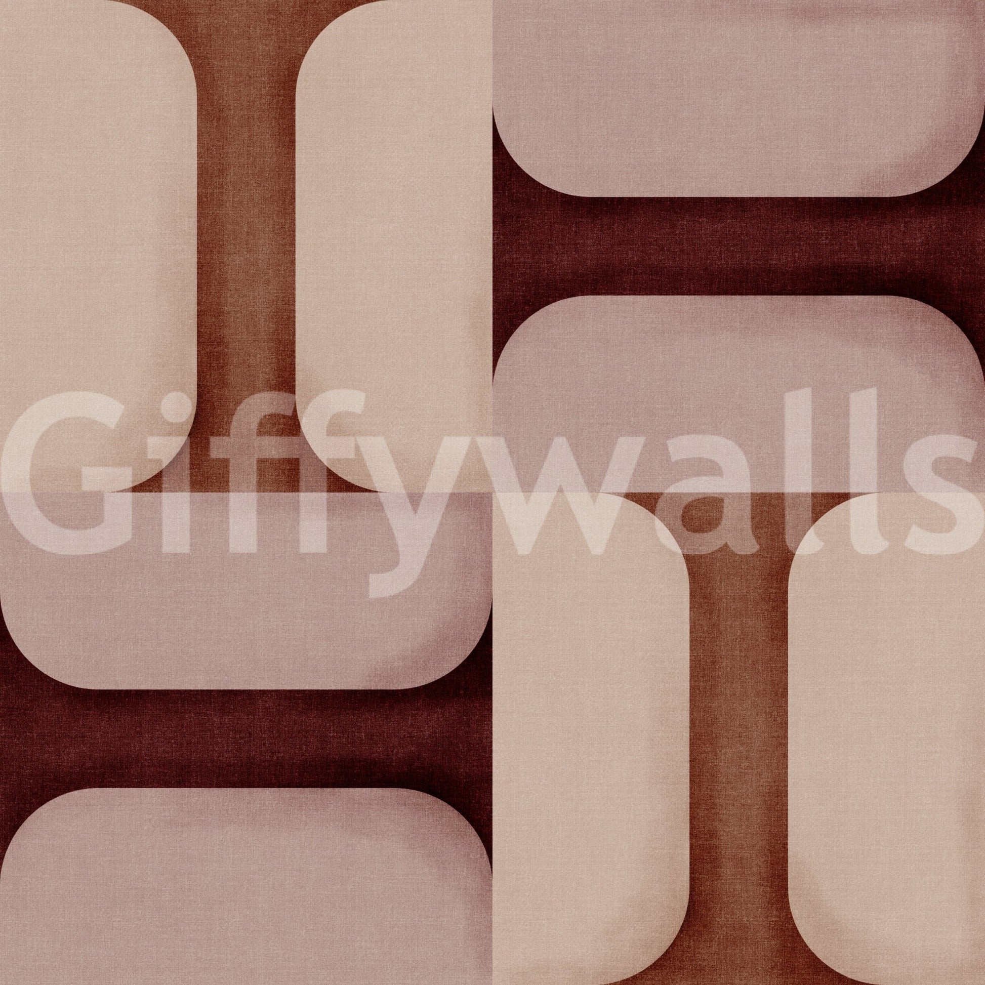 Modern Textured Tiles Clay wallpaper close-up showing the terracotta, blush and burgundy interlocking tile detail