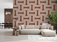 Modern Textured Tiles Copper Wallpaper⁠