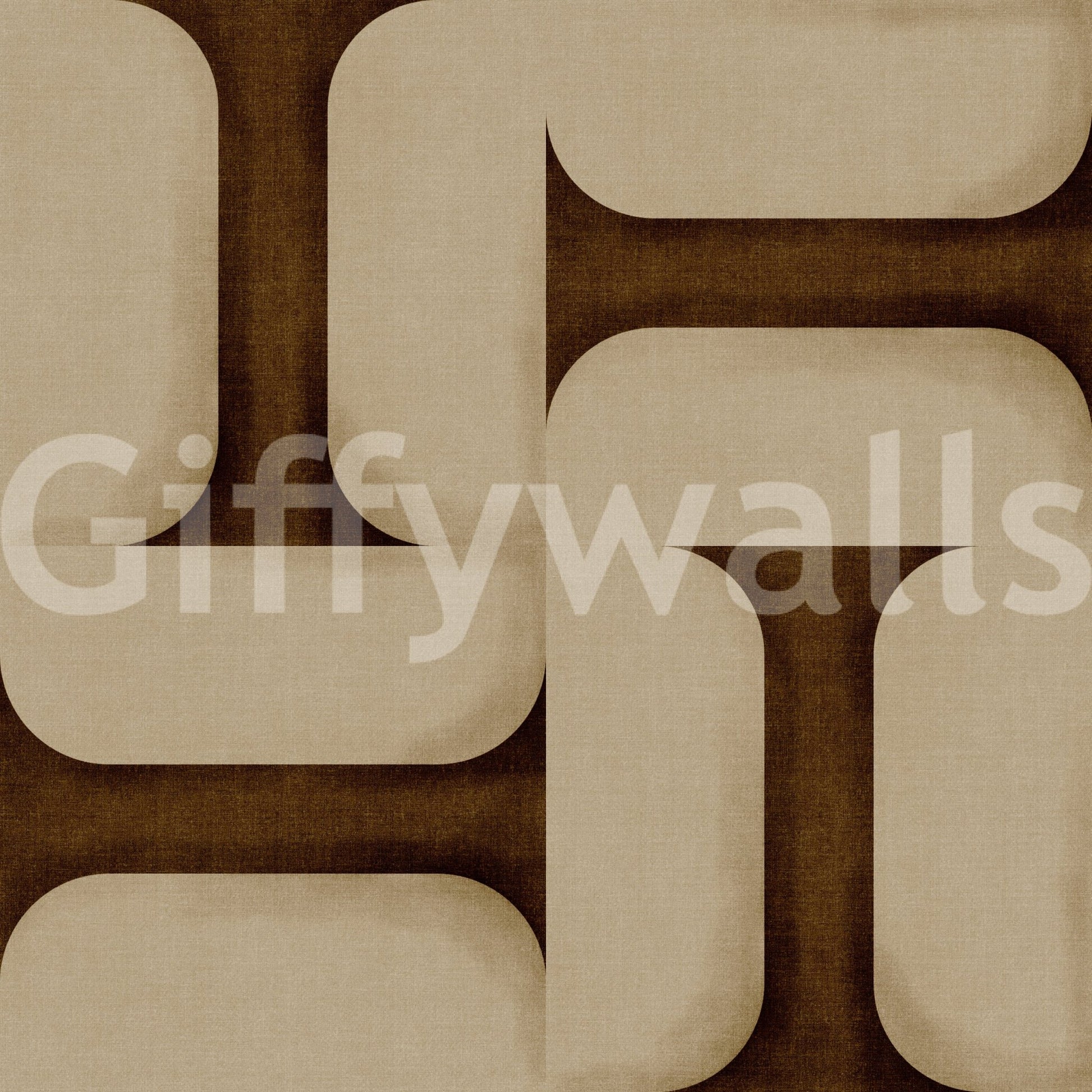 Modern Textured Tiles Umber wallpaper close-up showing the brown and cream interlocking tile detail