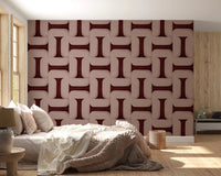 Modern Textured Tiles Wine Wallpaper⁠
