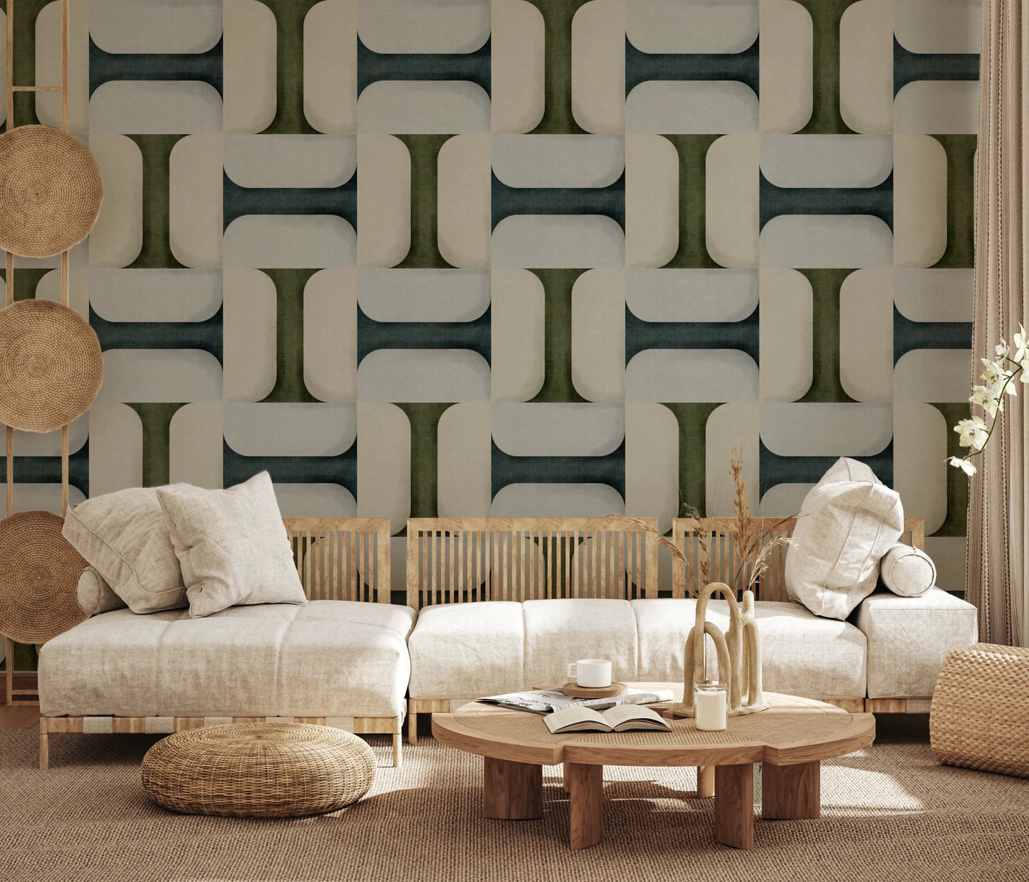 Living space stands out with modern textured tiles and soft tonal layering