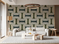 For the Home office ,modern tile pattern wallpaper adds clean structure