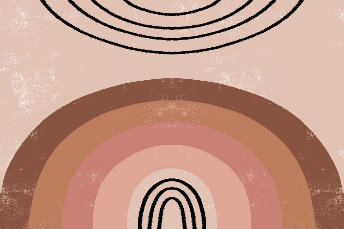 Brown Boho Kids Rainbow Wallpaper Mural in your room — zoomed