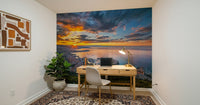 Scenic cliffside city Monaco at Dawn wallpaper mural.
