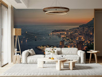 Luxury yachts afloat in Monaco Nights wallpaper for walls.