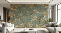 Artistic wall mural blending mischievous monkeys with lush jungle plants