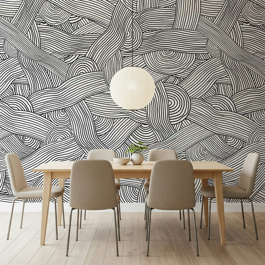 Monochromatic Striped Maze  Wall Mural