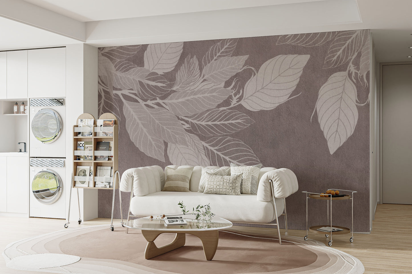 Monochrome Botanical Leaf Wall Mural