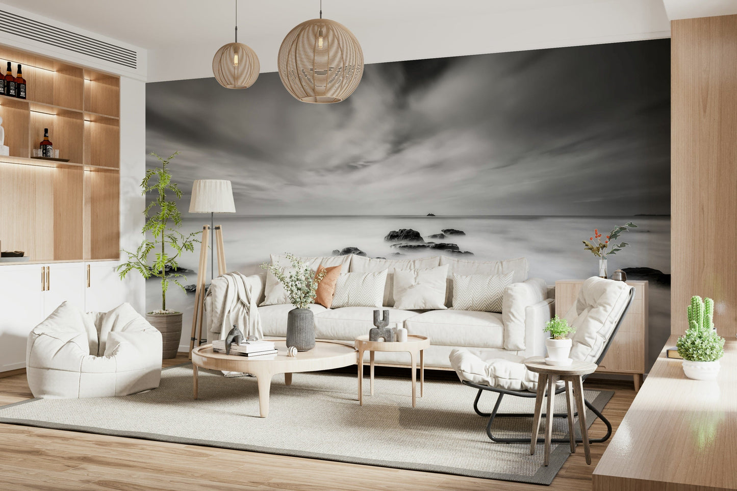 Monochrome Seascape Dream Wall Mural -2528950