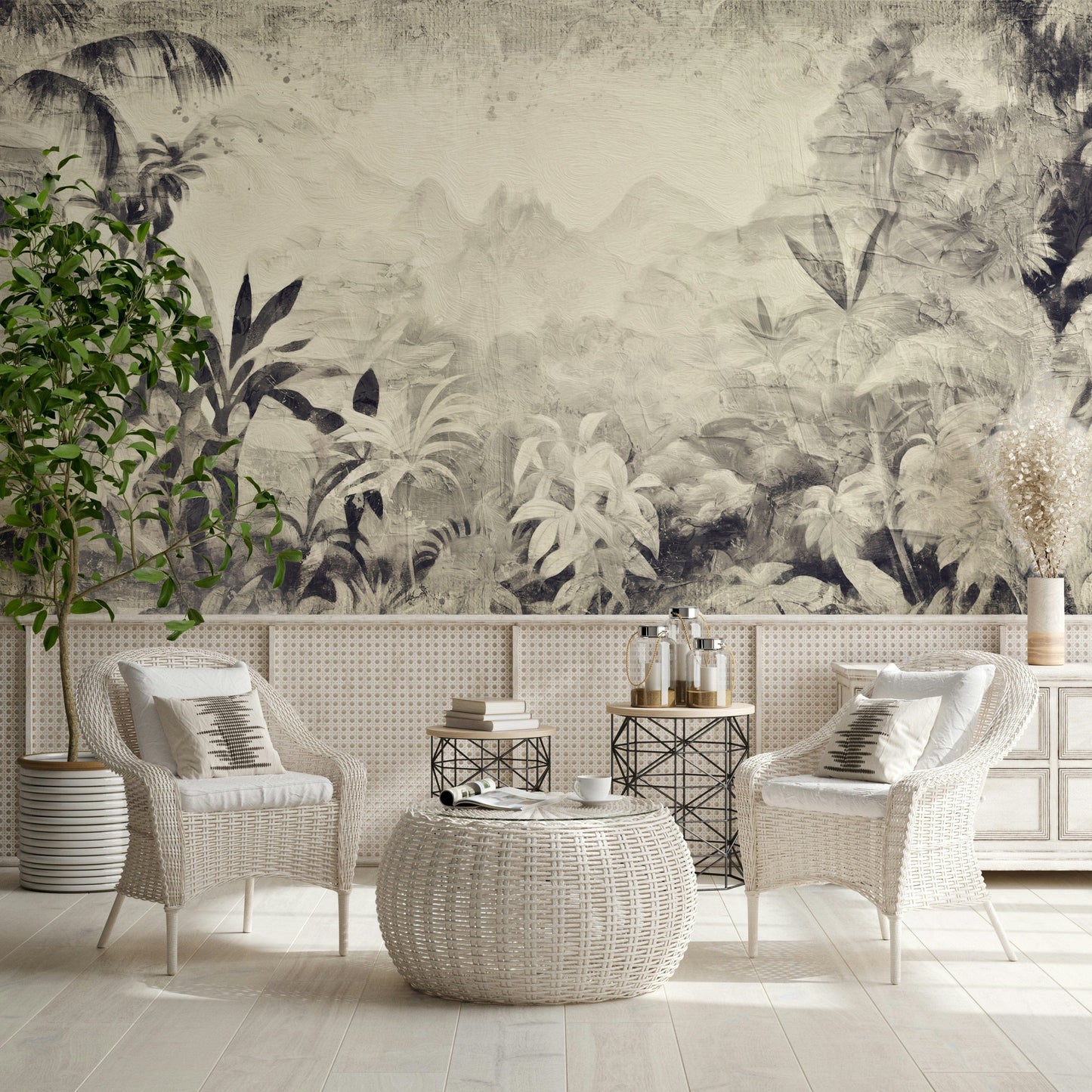 Monochrome Jungle Dream Wall Mural -2530925