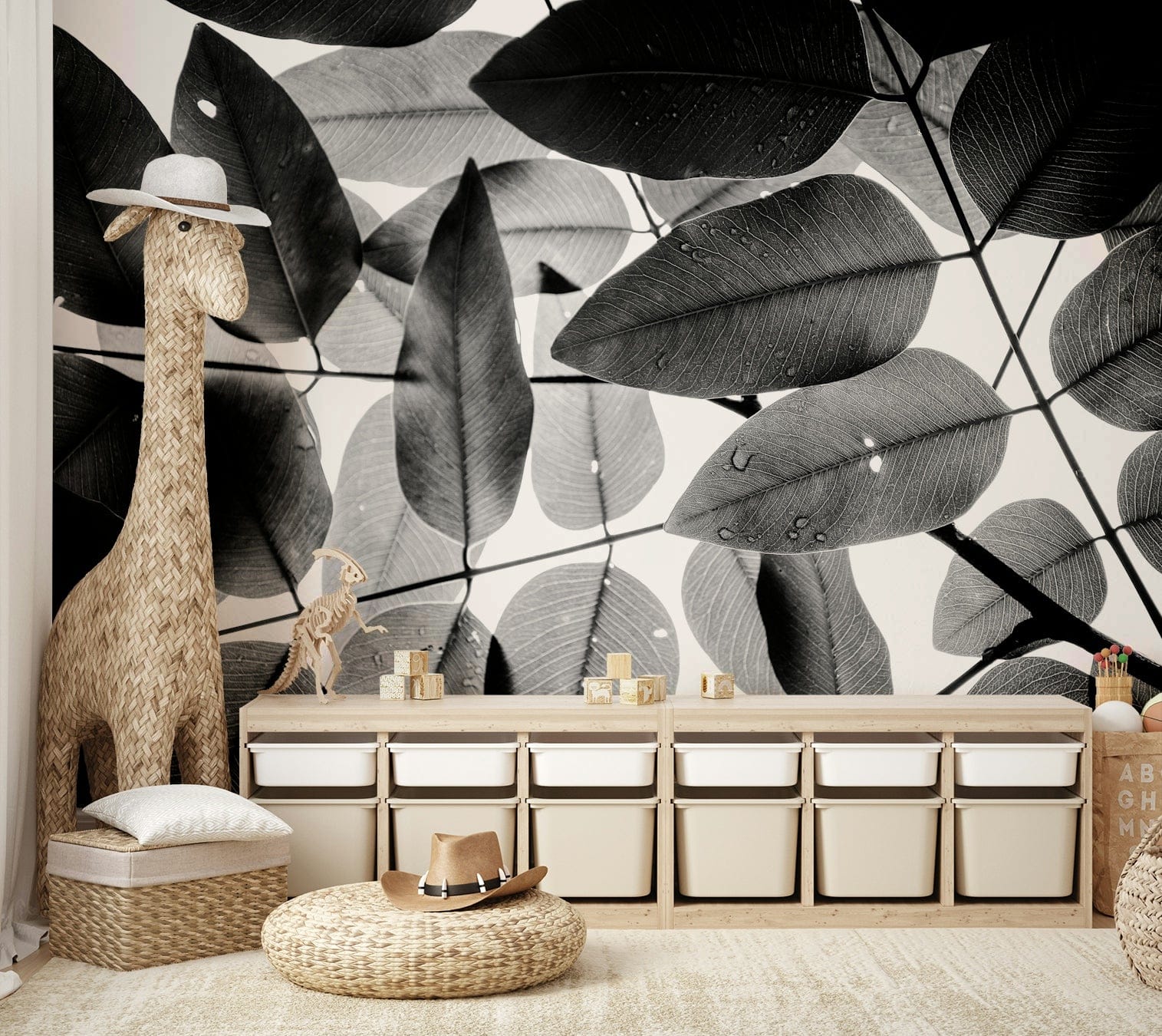 A beautiful modern art wall mural for a living room.

