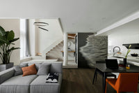 A serene ocean wall mural with subtle colors.