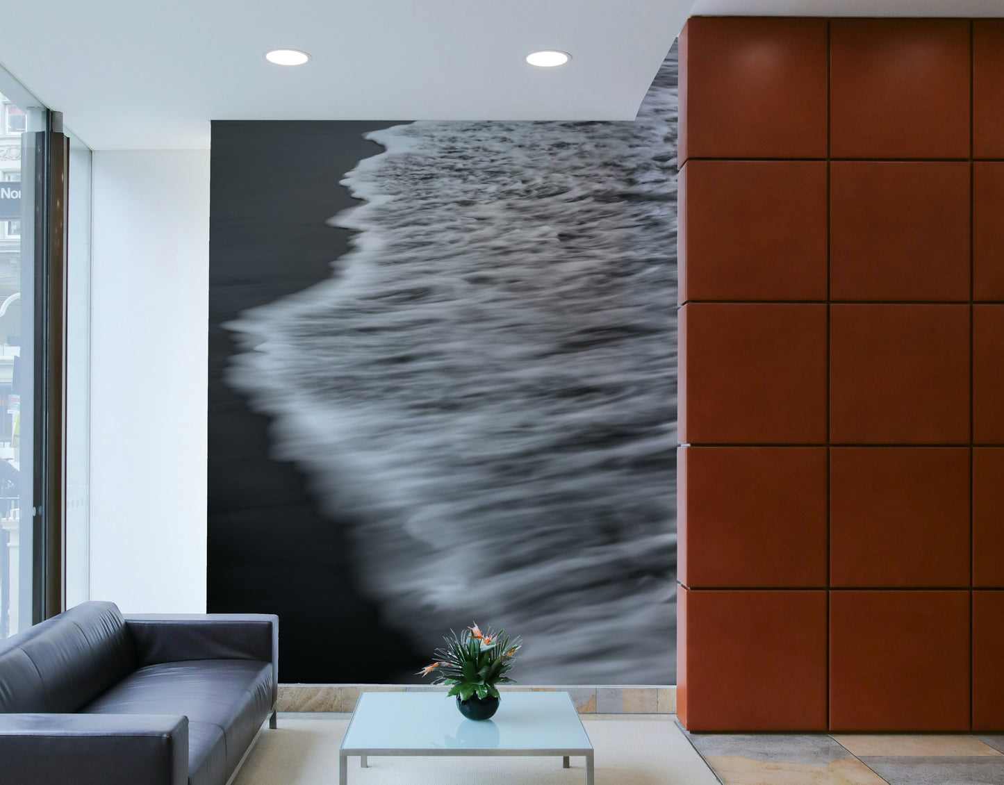 A serene ocean coastal wall covering.