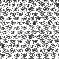 Monochrome Staring Eyes wallpaper mural close-up showing rows of hand-drawn black-and-white eyes with long lashes on white