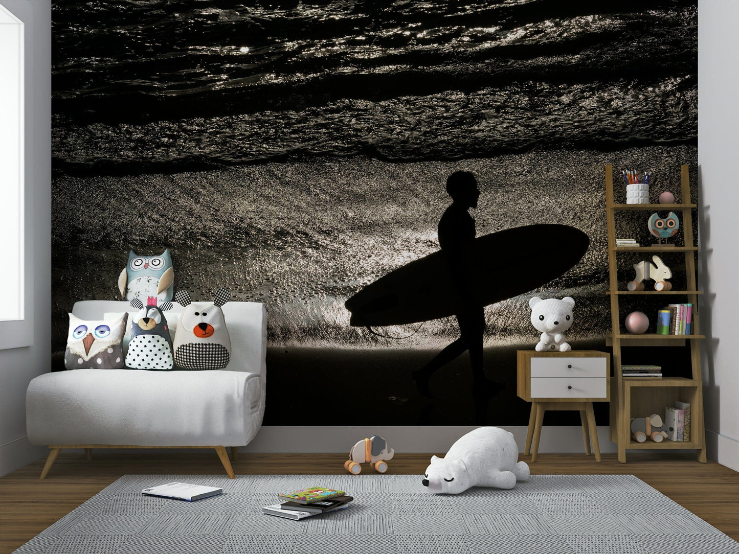 The wallpaper for walls being admired in a home.


