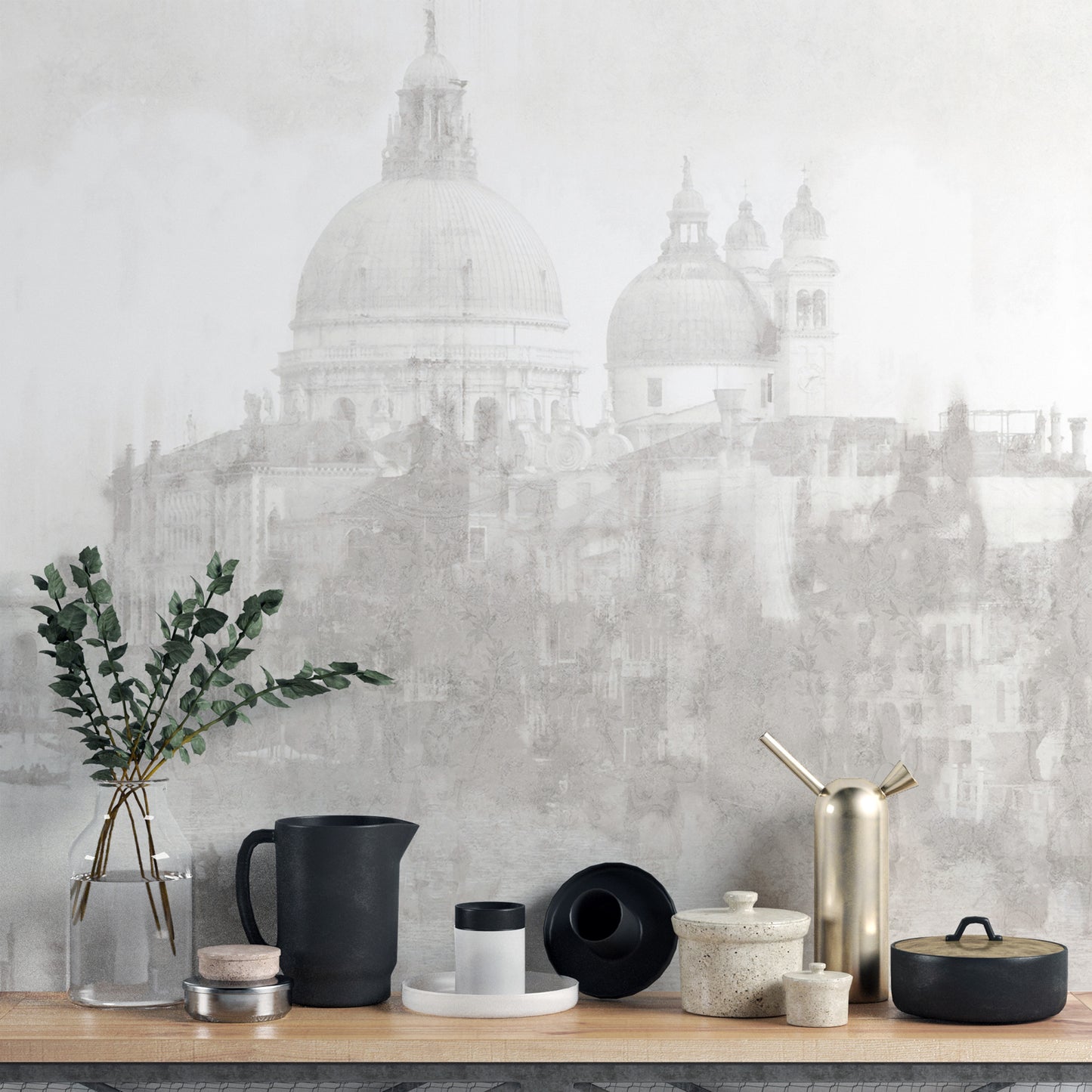 Monochrome Venice Cityscape Wall Mural