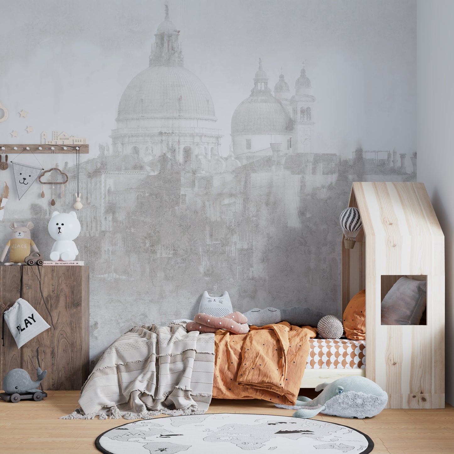Monochrome Venice Cityscape Wall Mural