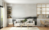 Monochrome Vista Wallpaper — elegant black-and-white scenic design for sophisticated spaces.