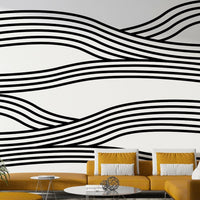 Black and white wave design with smooth flowing lines.

