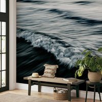 A beautiful abstract ocean wall mural for a living room.

