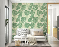 Large monstera leaf design wallpaper perfect for modern spaces.

