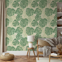 Nature-inspired monstera wallpaper for adding green to walls.

