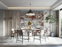 A wall mural of rooftops in Montmartre, Paris.

