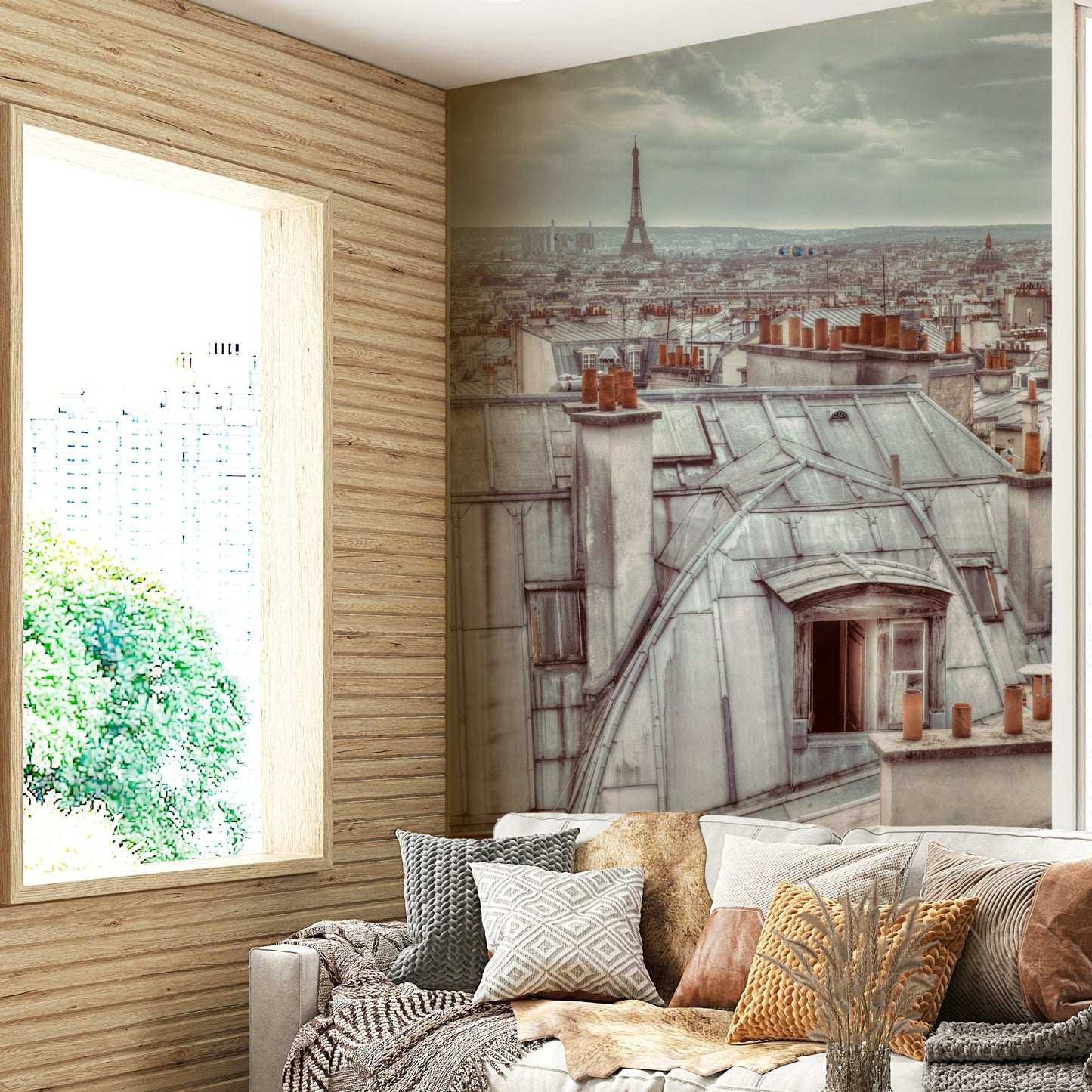 The mural gives a feeling of being in a classic European city.

