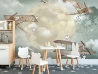 Moonlight Airplanes Wallpaper Murals - Giffywalls