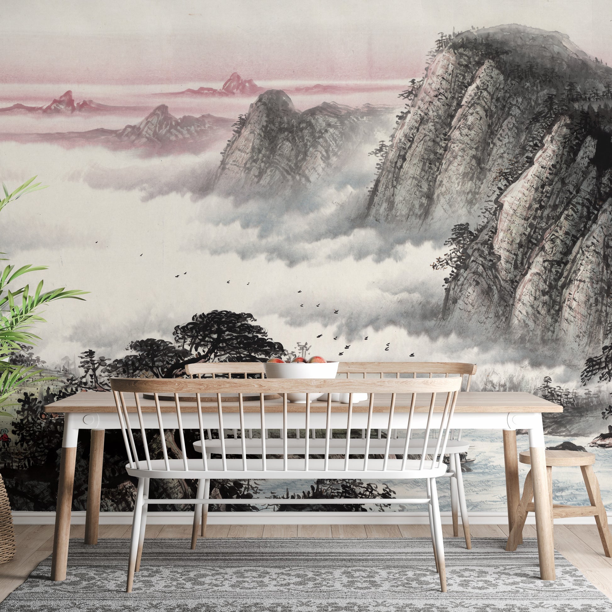 Elegant mountain and misty wallpaper
