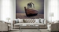 Reading nook feature wall with calm harbour mural, gentle reflections and clean décor style