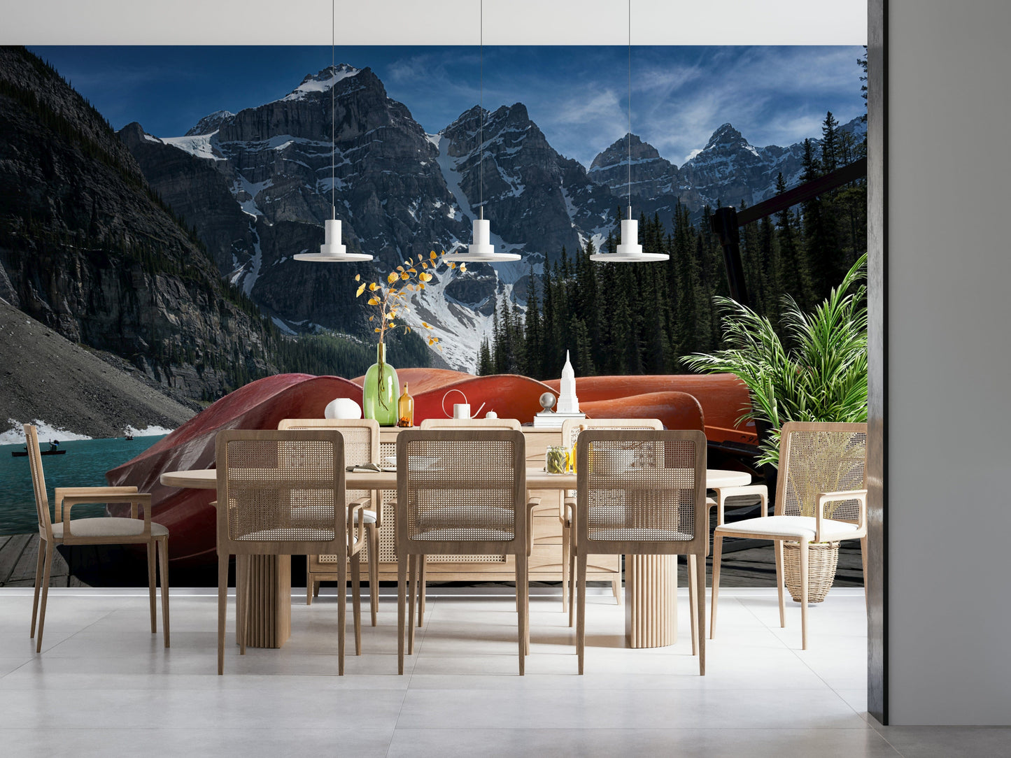 Moraine Lake Canoes Wall Mural -2321250