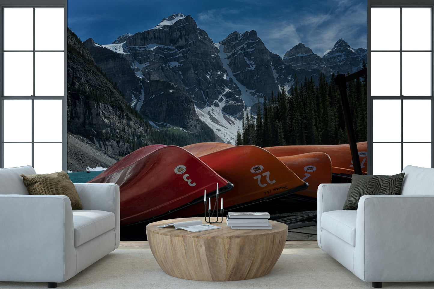 Moraine Lake Canoes Wall Mural -2321250
