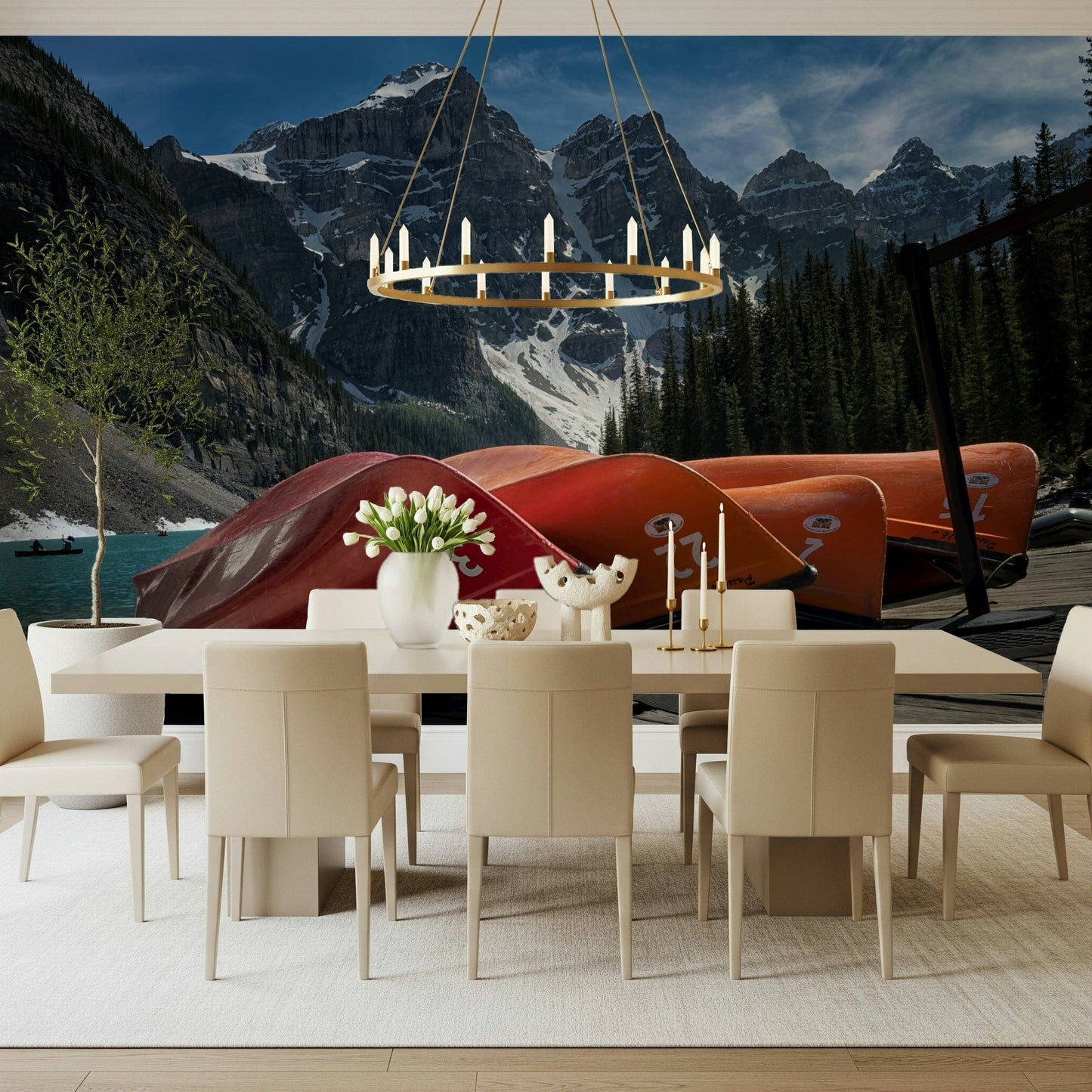 Moraine Lake Canoes Wall Mural -2321250