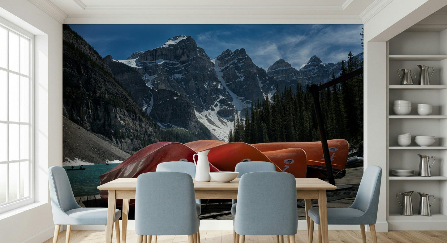 Moraine Lake Canoes Wall Mural -2321250