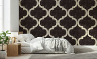 Ornate Arabesque cocoa mural for sophisticated interior design styles.