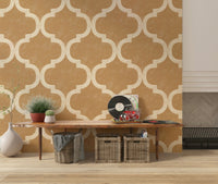 Moroccan ogee golden tan wallpaper pattern