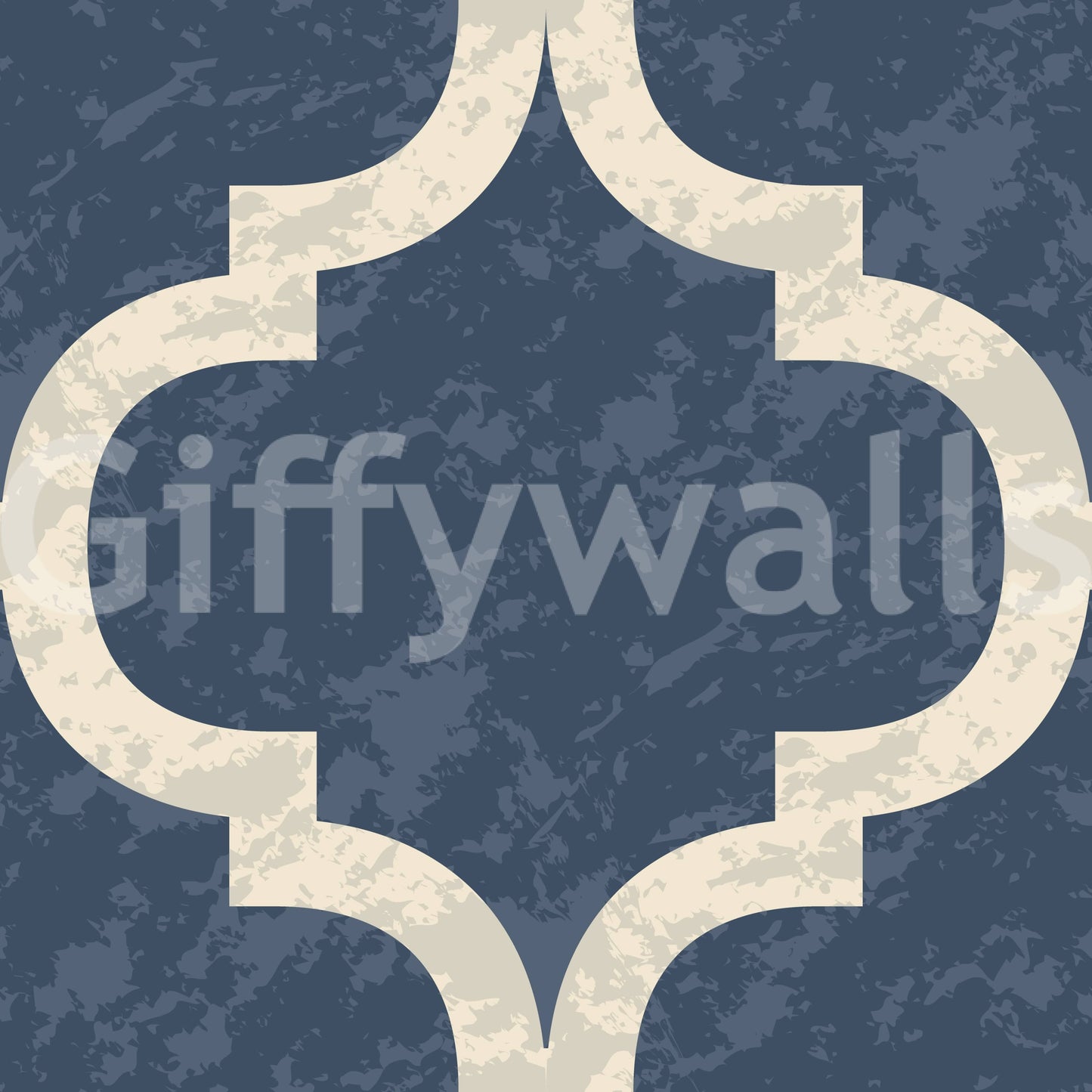 Bold Moroccan Ogee Twilight Blue wallpaper mural interior design.